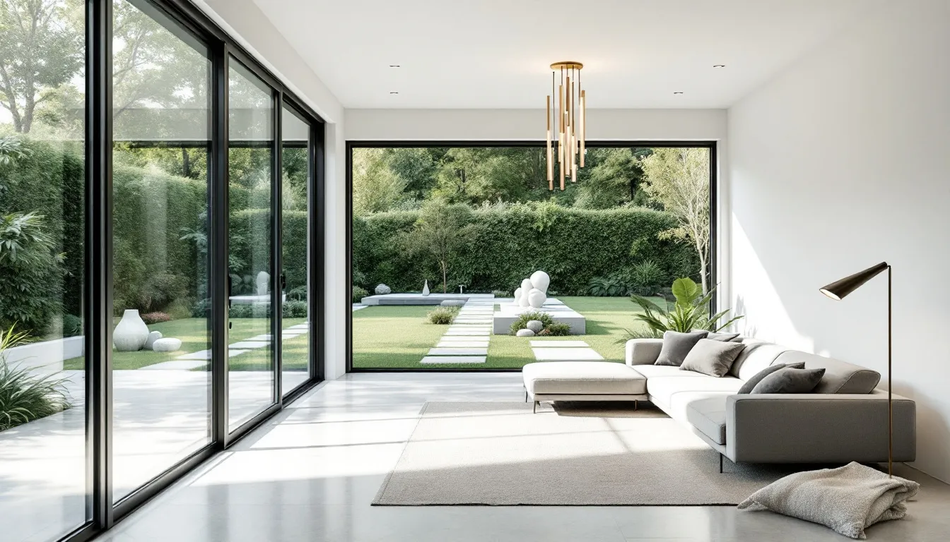 A modern living space enhanced with elegant glass doors.