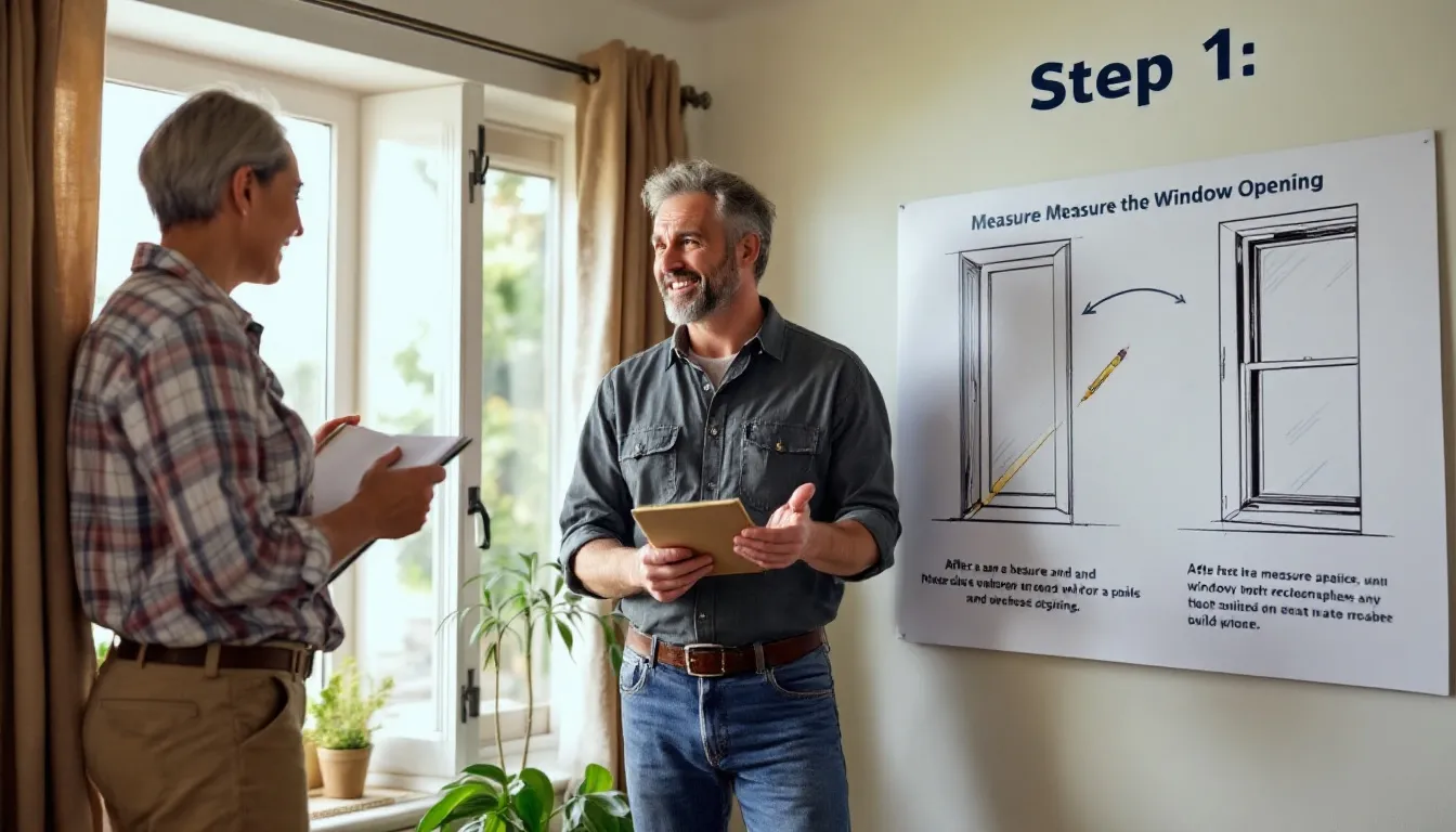 A contractor discussing window options with a homeowner.